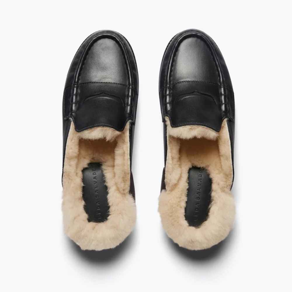 Freda Salvador TEMI SHEARLING PENNY LOAFER MULE
